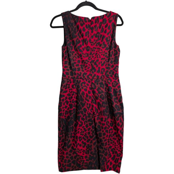 NWT Cache Red Black Animal Print Sleeveless Sheath Dress Size 4 - Picture 4 of 9